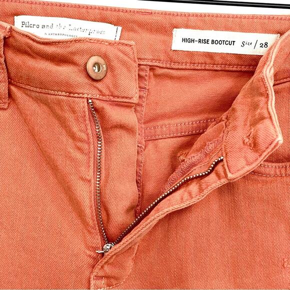 Pilcro and the Letterpress Salmon High-Rise Bootcut Raw Hem Cropped Jeans - 28 - Picture 5 of 13